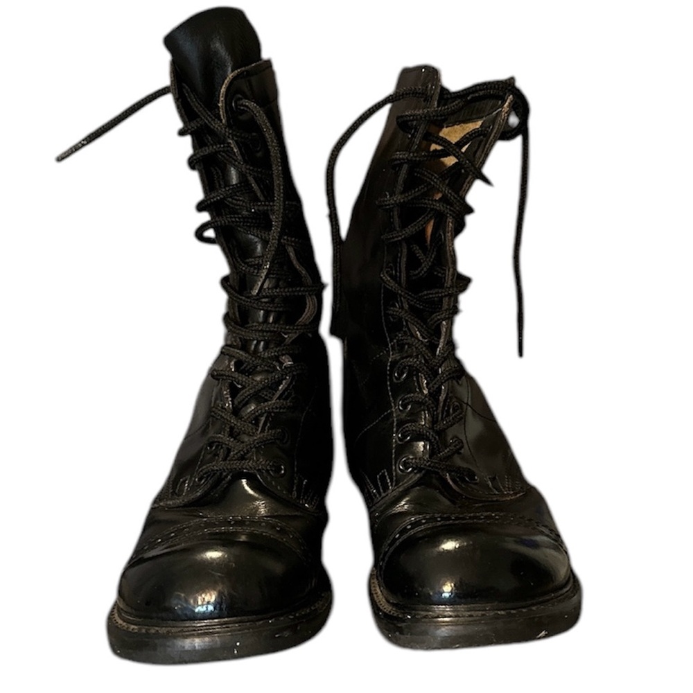Men’s Double H brand HH 10” jump boots size 9D tactile military cap toe leather